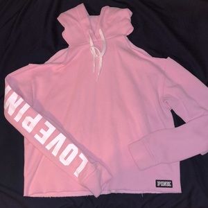 Victoria’s Secret Pink, cut shoulder hoodie